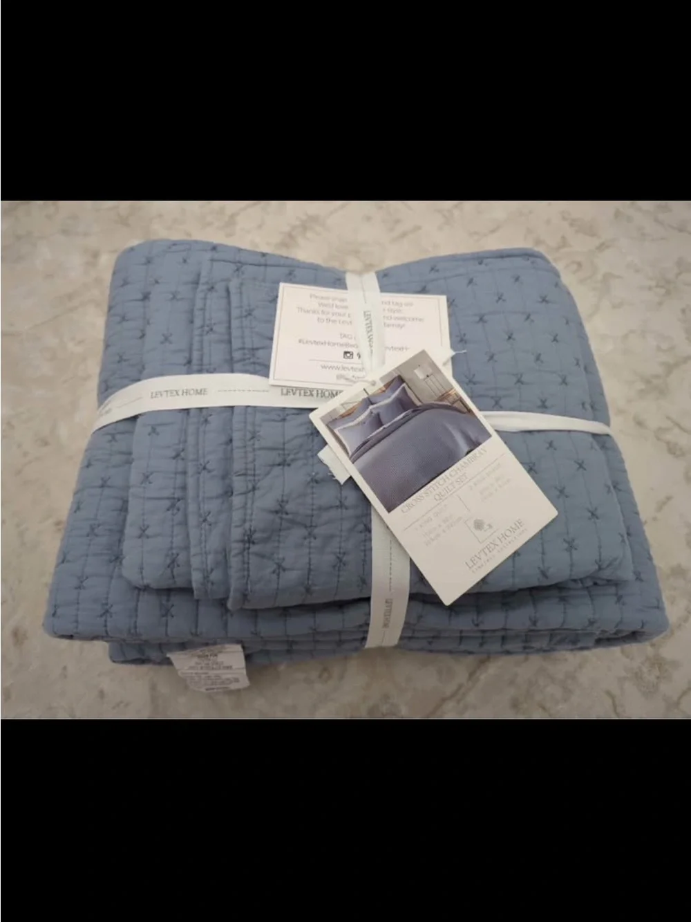 Levtex Home - Cross Stitch Chambray Quilt Set - King Quilt